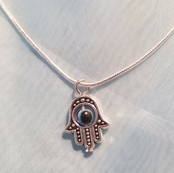 Hamsa & Evil Eye 22"\ .925 Sterling Silver Neckla - Picture 3 of 7
